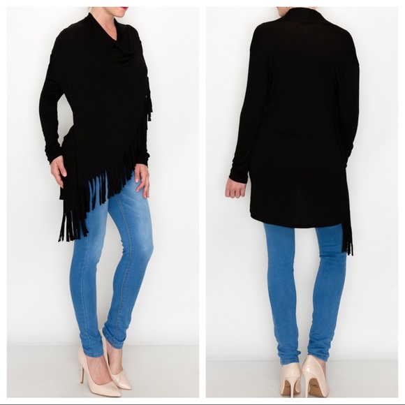 Fabulous Draped Fringe Cardigan with side Button - Picture 9 of 14